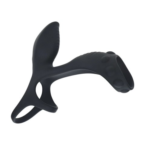 LEVELZ Vibration Silicone - czarny pierścień intymny z dodatkową pętlą