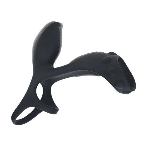 LEVELZ Vibration Silicone - czarny pierścień intymny z dodatkową pętlą