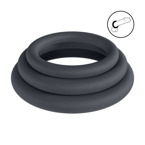 LEVELZ Zestaw 3 pierścieni silikonowych L/XL/XXL czarny