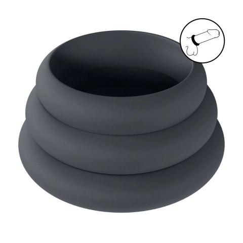 LEVELZ Zestaw 3 silikonowych pierścieni anatomicznych S/M/L czarne