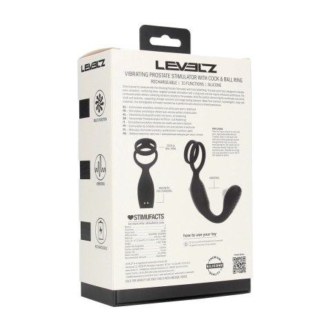 LEVELZ - silikonowy stymulator prostaty z pierścieniem, czarny