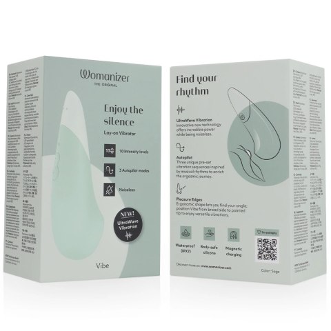 Womanizer Vibe Lay-On Sage - cichy model z technologią UltraWave, IPX7