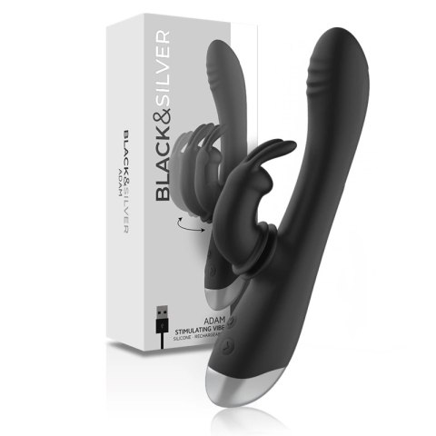 BLACK&SILVER Adam Czarny - Intymny masażer silikonowy z podwojnym silnikiem