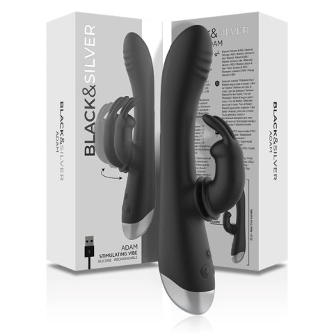 BLACK&SILVER Adam Czarny - Intymny masażer silikonowy z podwojnym silnikiem