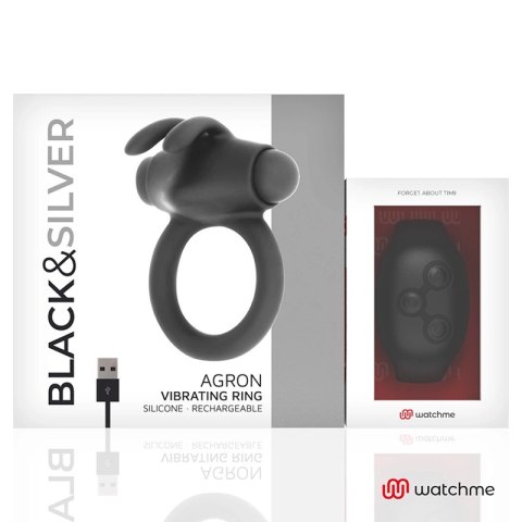 BLACK&SILVER Agron - pierścień silikonowy z pilotem WATCHME, czarny