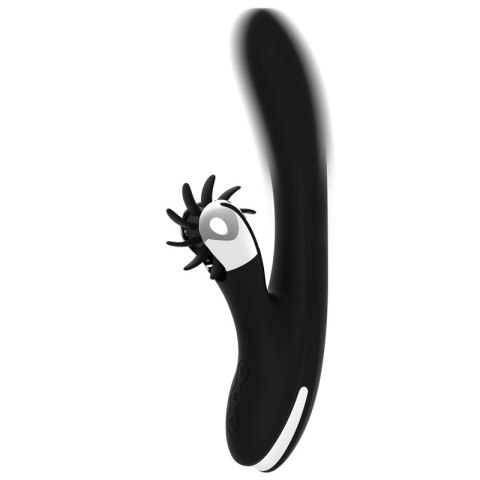 Black & Silver Johnny Vibe Bunny - silikonowy model z wibracjami USB 24 cm