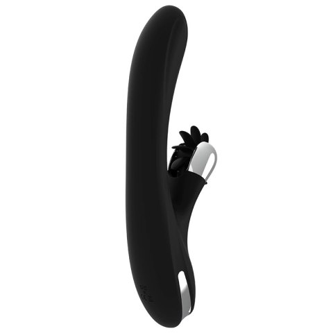 Black & Silver Johnny Vibe Bunny - silikonowy model z wibracjami USB 24 cm