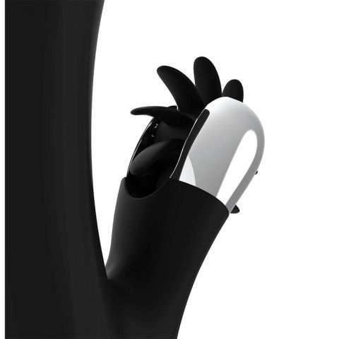 Black & Silver Johnny Vibe Bunny - silikonowy model z wibracjami USB 24 cm