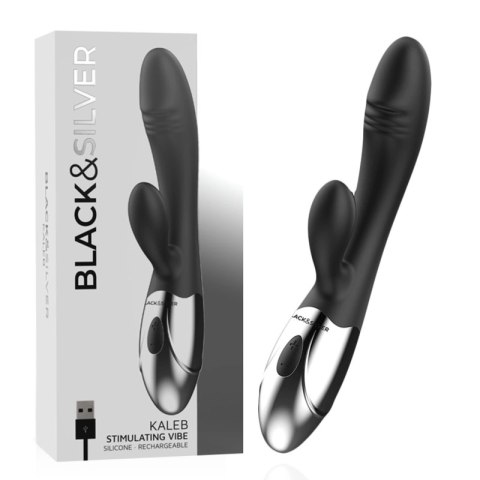 Black & Silver Kaleb Vibe dwusilnikowy model silikonowy 20 cm USB