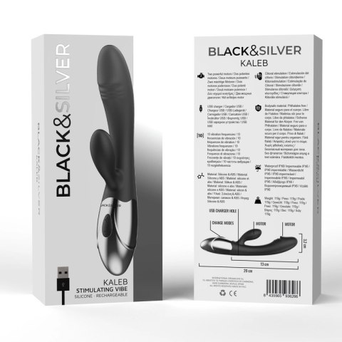 Black & Silver Kaleb Vibe dwusilnikowy model silikonowy 20 cm USB