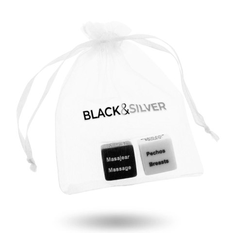 Black&SILVER Zestaw Kości dla Par 2 cm z satynowym etui