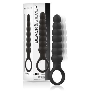 Black&Silver Bob silikonowy aplikator analny z wibracją, czarny IPX6