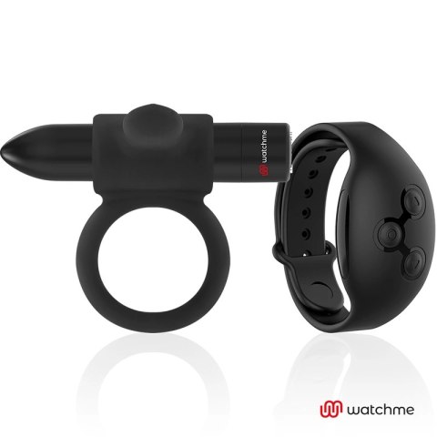 Black&Silver Cameron - Pierścień wibracyjny z zegarkiem WatchMe, czarny