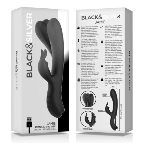 Black&Silver Jamie silikonowy stymulator z podwojnym silnikiem czarny