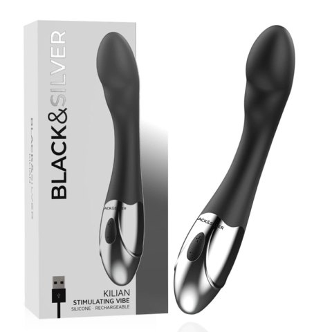 Black&Silver Kilian Model Wibrujący USB, silikon, wodoodporny 20cm