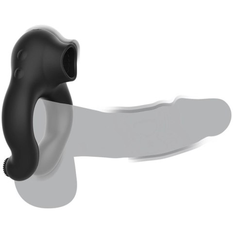 Black&Silver Licking - silikonowy pierścień wibracyjny, 3 silniki, czarny