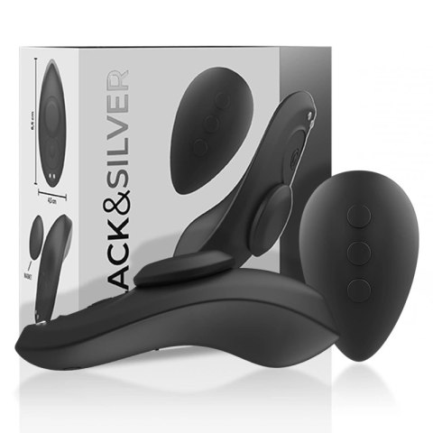 Black&Silver Panty Model - Silikonowe Majtki Wibrujące z Pilotem, Czarny