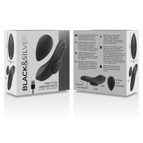 Black&Silver Panty Model - Silikonowe Majtki Wibrujące z Pilotem, Czarny