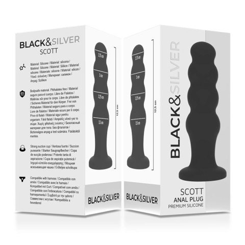 Black&Silver Scott silikonowy stymulator analny czarny 12,5 cm