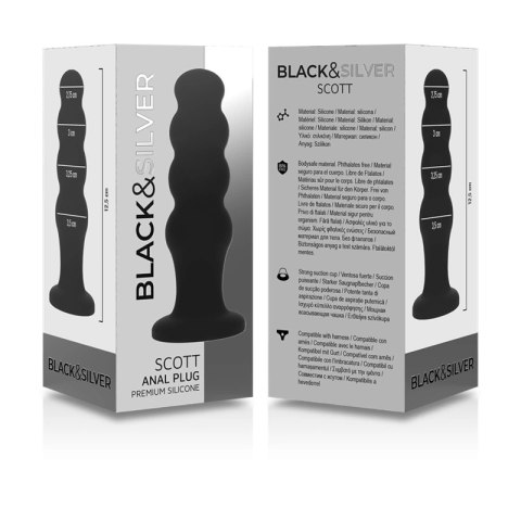 Black&Silver Scott silikonowy stymulator analny czarny 12,5 cm