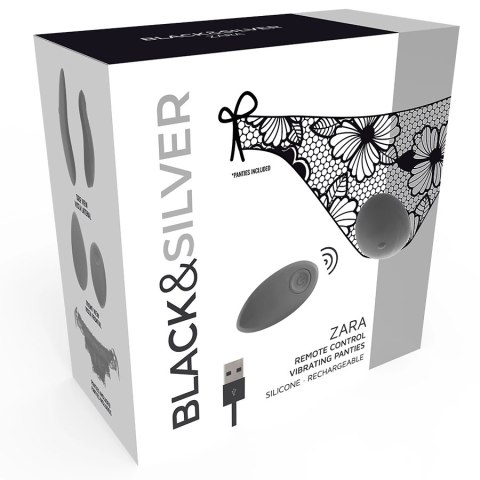 Black&Silver Zara - Masażer zdalny z 10 trybami + majtki uniwersalne