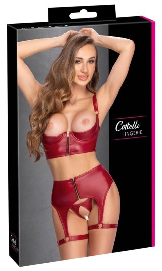 Cottelli LINGERIE komplet z otwartym biustonoszem, bordowy 85B/L