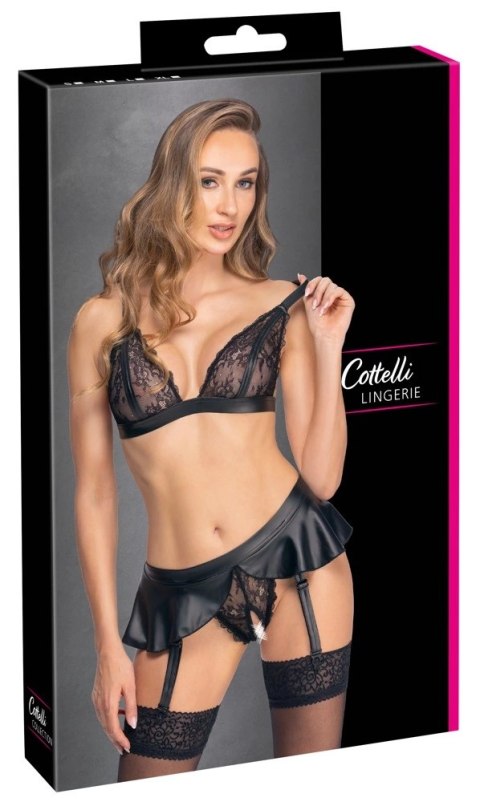 Cottelli Lingerie Komplet z biustonoszem bez fiszbin i pasem do pończoch XL