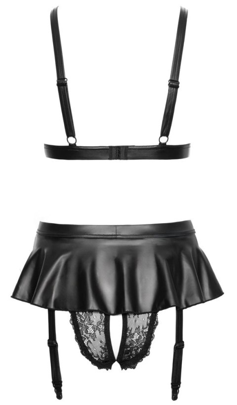 Cottelli Lingerie Zestaw Koronkowy Biustonosz i Pas do Pończoch Czarny M