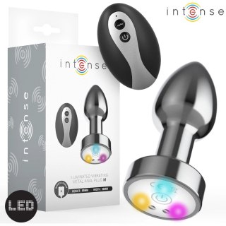 Intense Plug LED Metalowy Korek Anatomiczny M z Pilotem i Wibracją
