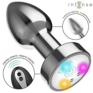 Intense Plug LED Metalowy Korek Anatomiczny M z Pilotem i Wibracją