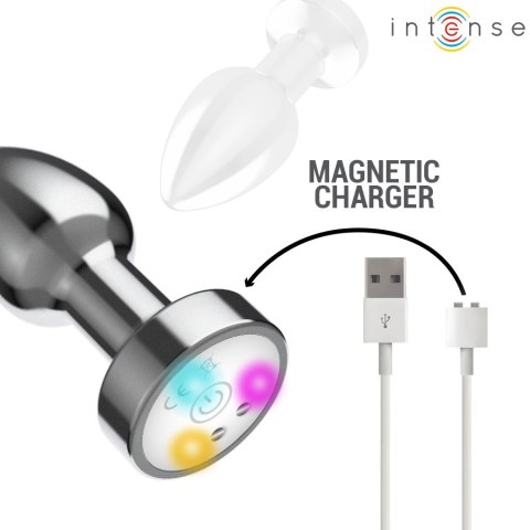 Intense Plug LED Metalowy Korek Anatomiczny M z Pilotem i Wibracją