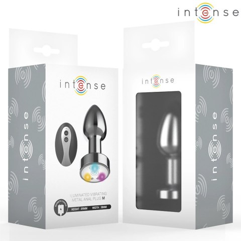 Intense Plug LED Metalowy Korek Anatomiczny M z Pilotem i Wibracją