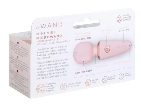 Le Wand Mini Microwand Rose Go - kompaktowy masażer podrożny, rożowy