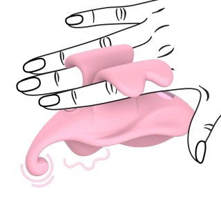 Loveline Dual Finger Vibrator Pink - Kompaktowy model wodoodporny