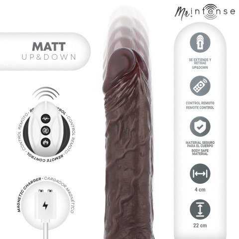 MR INTENSE Matt - Model z ruchem wertykalnym, pilot, silikon 22 cm szary