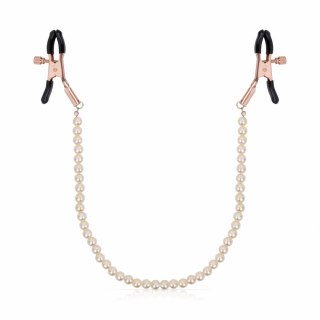 Rosy Gold Pearls - Regulowane klamry z dekoracyjnym łańcuszkiem
