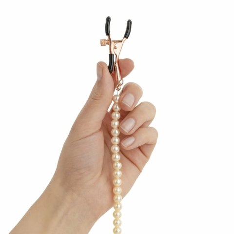Rosy Gold Pearls - Regulowane klamry z dekoracyjnym łańcuszkiem