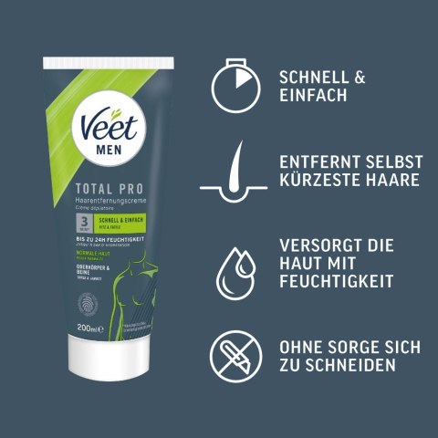 Veet Men Total Pro Krem do Depilacji Ciała 200 ml