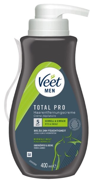 Veet Men Total Pro Krem do depilacji ciała 400 ml z pompką
