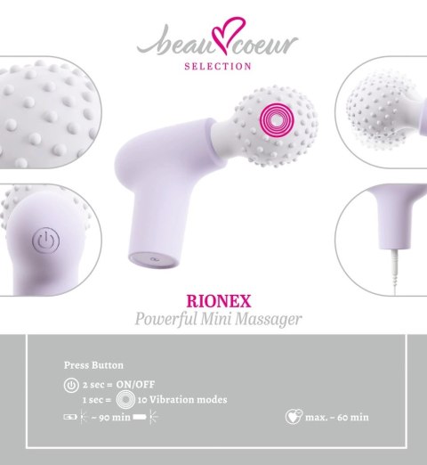 Beau coeur RIONEX Mini - kompaktowy masażer punktowy USB, silikonowy