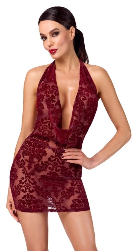 Noir Handmade Kink Royal Sukienka Mini Bordowa Transparentna XL
