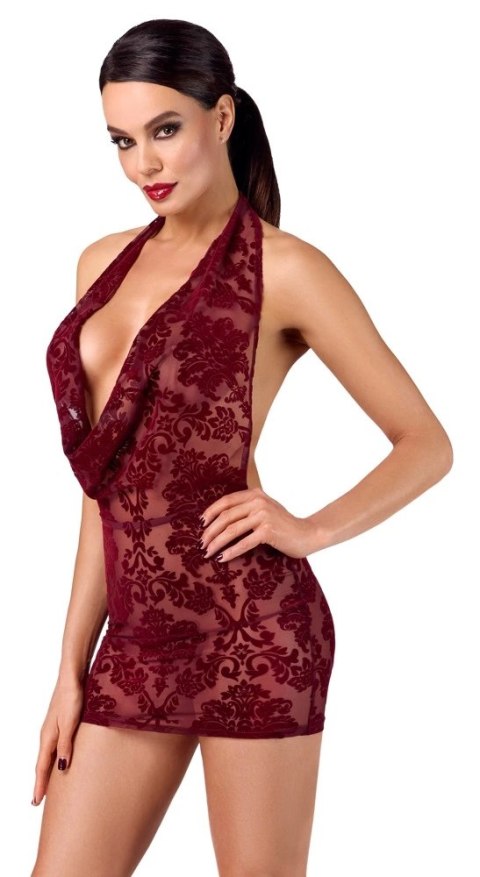 Noir Handmade Kink Royal Sukienka Mini Bordowa Transparentna XL