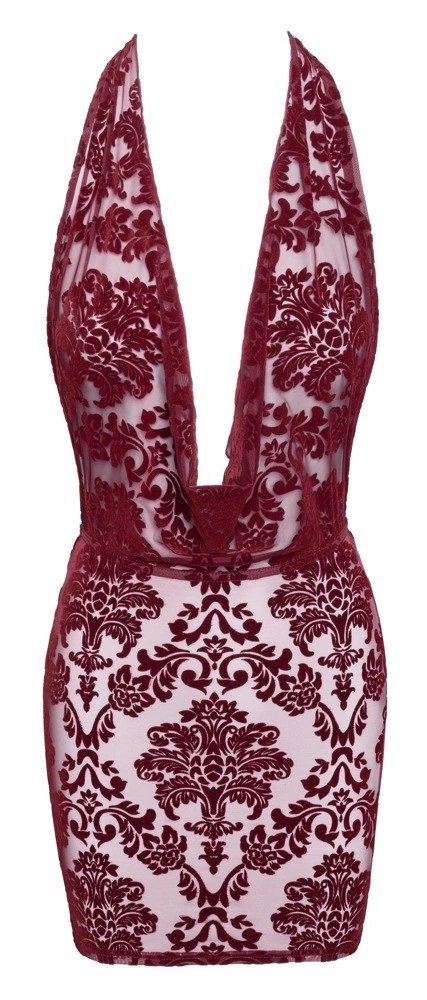 Noir Handmade Kink Royal Sukienka Mini Bordowa Transparentna XL
