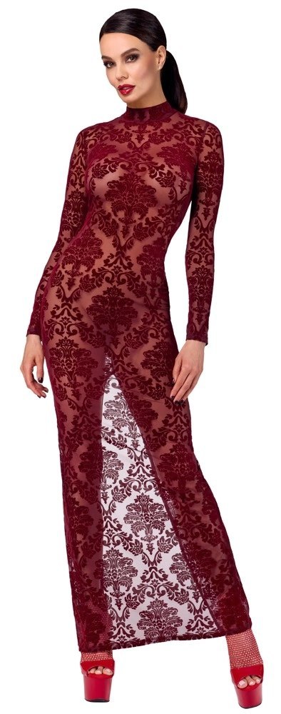 Noir Handmade Kink Royal długa sukienka burgundowa L welurowa