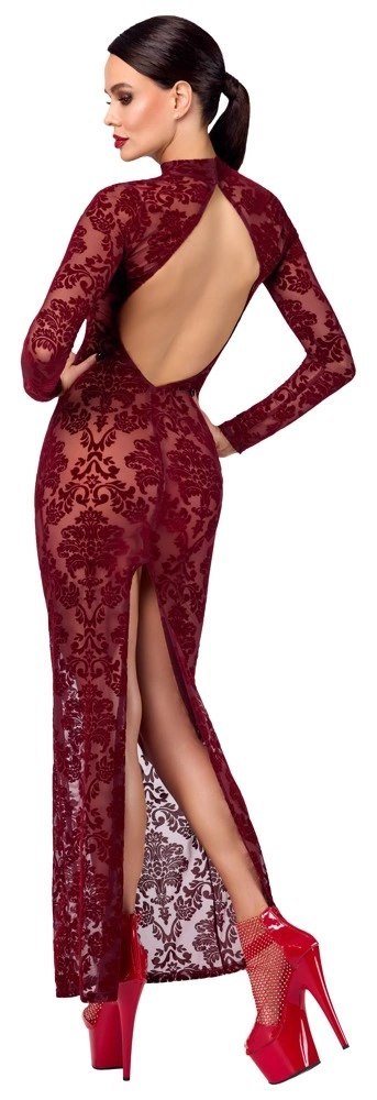 Noir Handmade Kink Royal długa sukienka burgundowa L welurowa