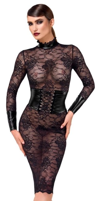 Noir Handmade Kink Royal koronkowa sukienka midi S czarna z powerwetlook