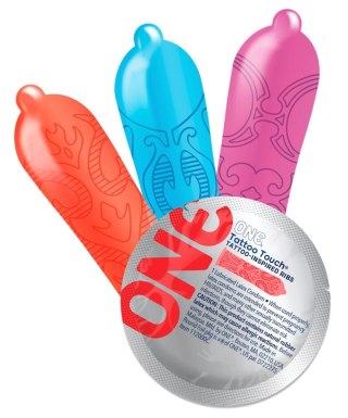 ONE Tattoo Touch 12 szt. - kolorowe prezerwatywy z wypukłym wzorem