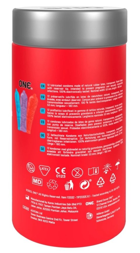 ONE Tattoo Touch 12 szt. - kolorowe prezerwatywy z wypukłym wzorem
