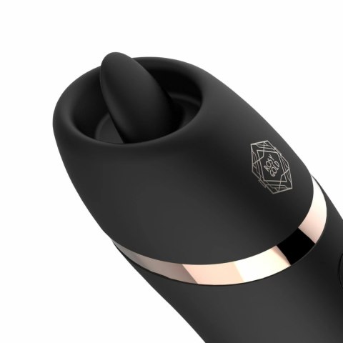 Rosy Gold Licking Stimulator Black - Elegancka maszyna intymna z etui