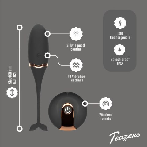 Teazers Vibrating Egg Black - Model z Pilotem, 10 Trybow, USB
